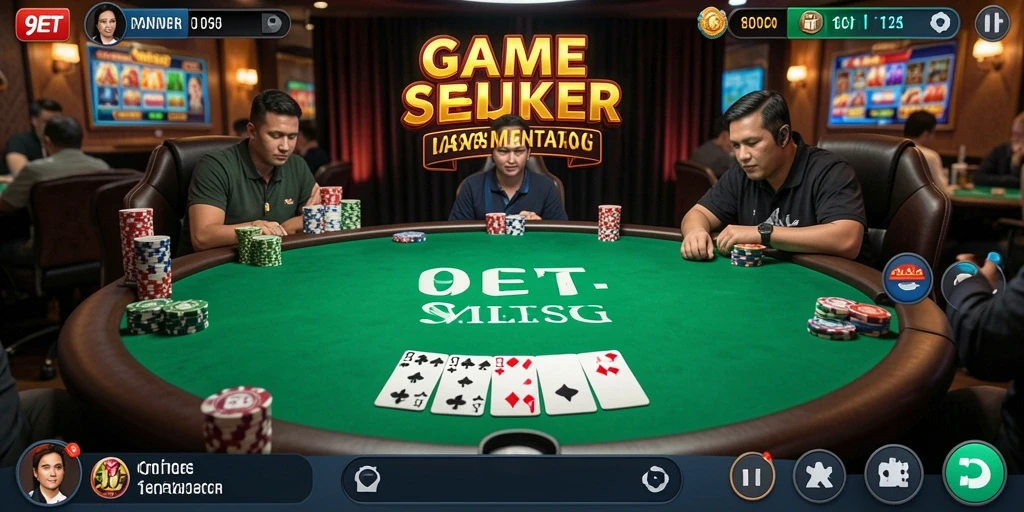 Screenshot 9ET menampilkan gameplay Poker yang menegangkan dan seru.