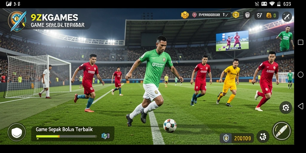 Tangkapan layar menampilkan aksi seru dalam permainan sepak bola 9ZKGAMES.