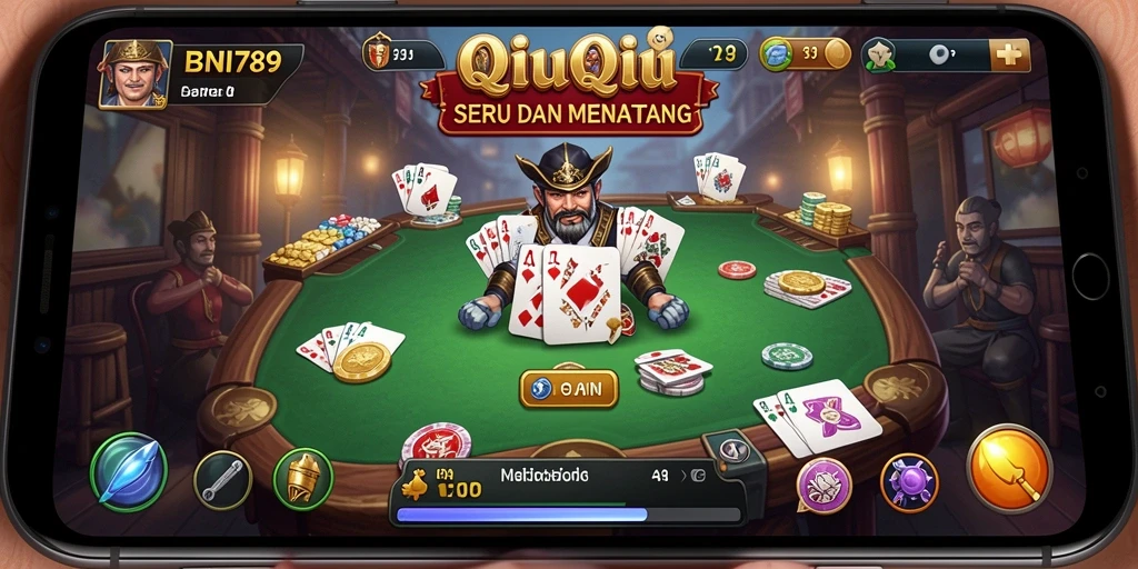 Tampilan gameplay QiuQiu yang seru dan interaktif.