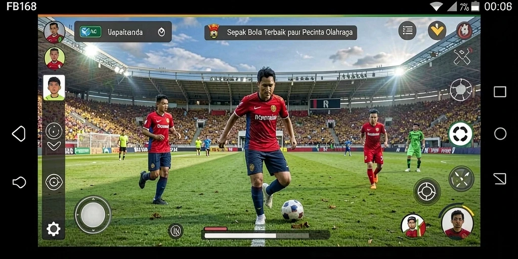 Tampilan aksi menarik dalam gameplay sepak bola FB168.