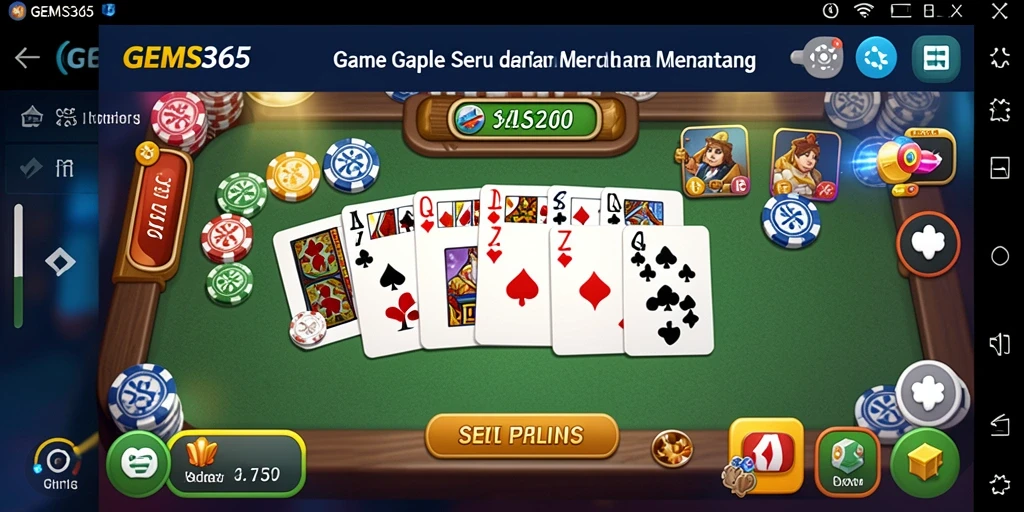 Screenshot gameplay GEMS365 yang menampilkan momen seru bermain Gaple.