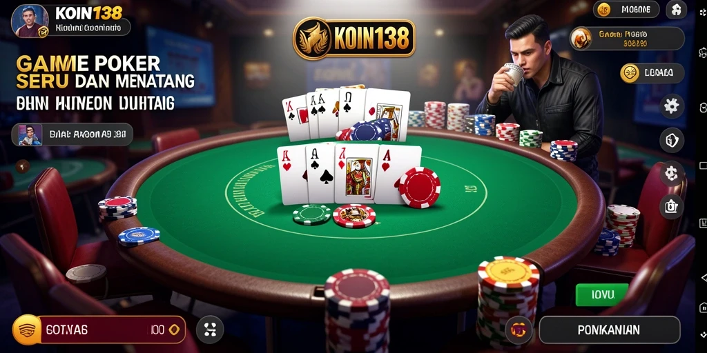 Screenshot permainan Poker KOIN138 yang menampilkan gameplay menarik.