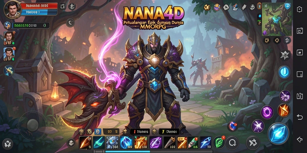 Screenshot NANA4D menampilkan aksi pertempuran seru dalam MMORPG.