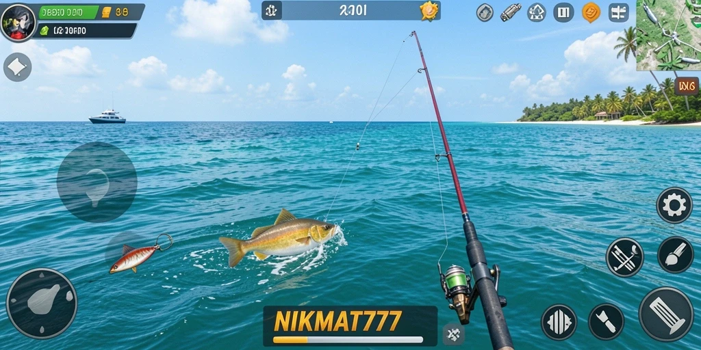 Tampilan gameplay seru di NIKMAT777 saat memancing.