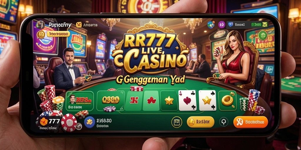 Tampilan screenshot RR777 menampilkan dealer dan permainan kasino yang realistis.