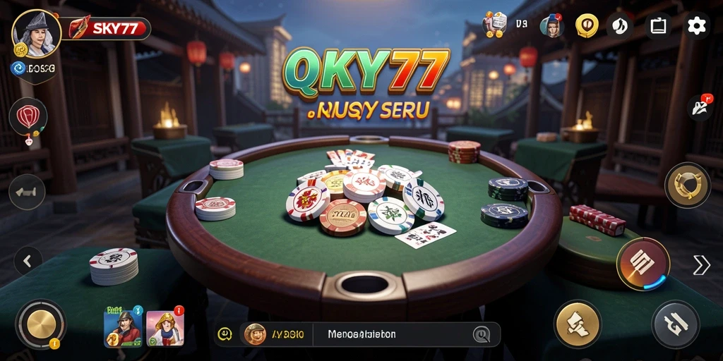 Tampilan gameplay seru permainan QiuQiu di SKY77.