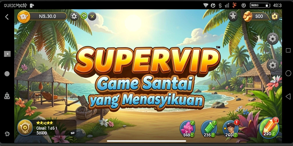 Tampilan gameplay SUPERVIP yang penuh warna dan menyenangkan.