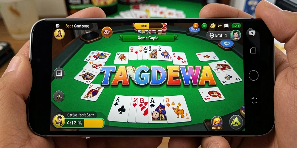 Tampilan gameplay seru di TANGANDEWA dengan kartu Gaple.